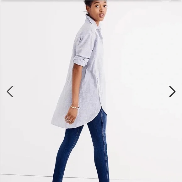 Madewell Side Button Striped Popover Shirt • XS • Blue and White Stripes - Picture 13 of 13